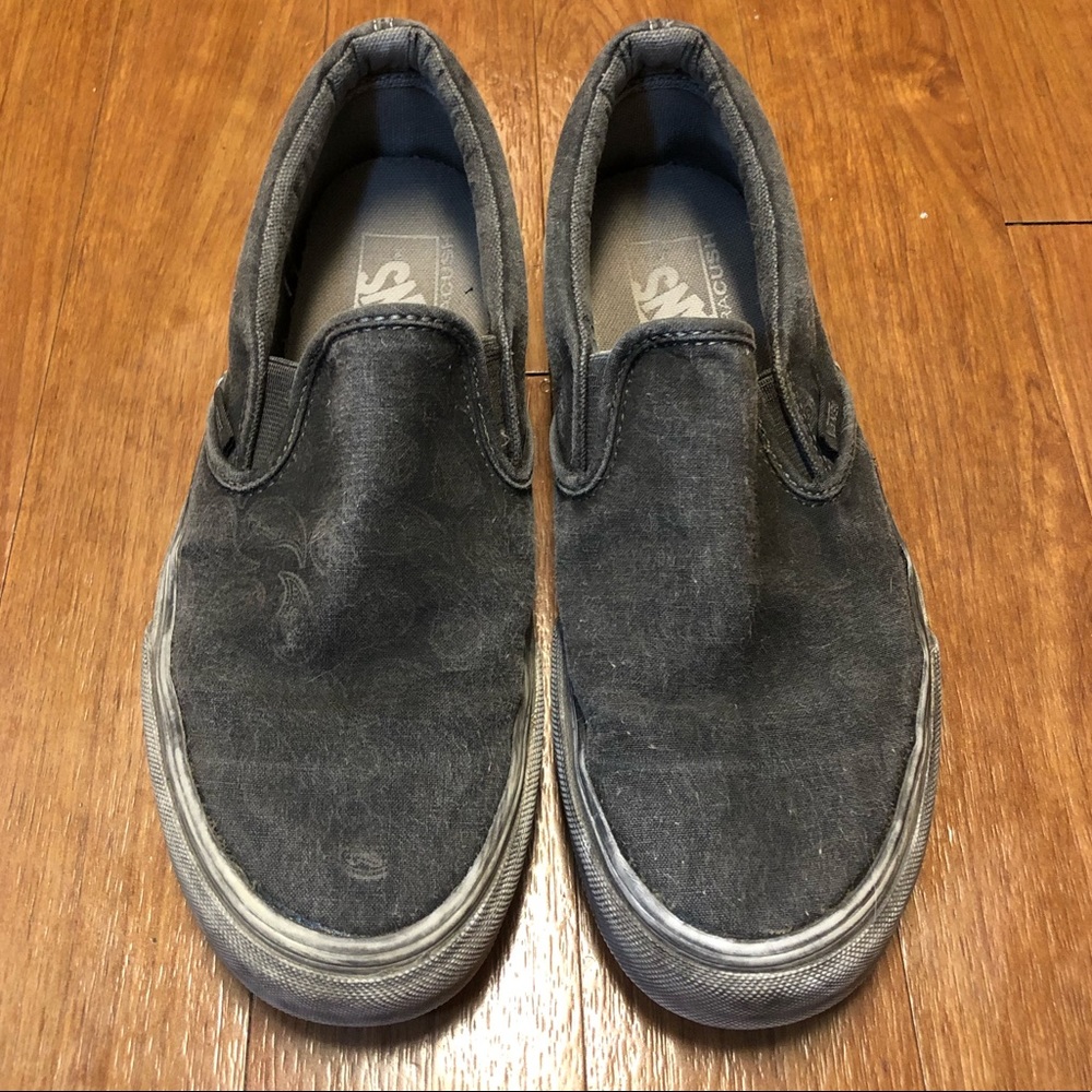 Vans Black Overwash Paisley Slip Ons
